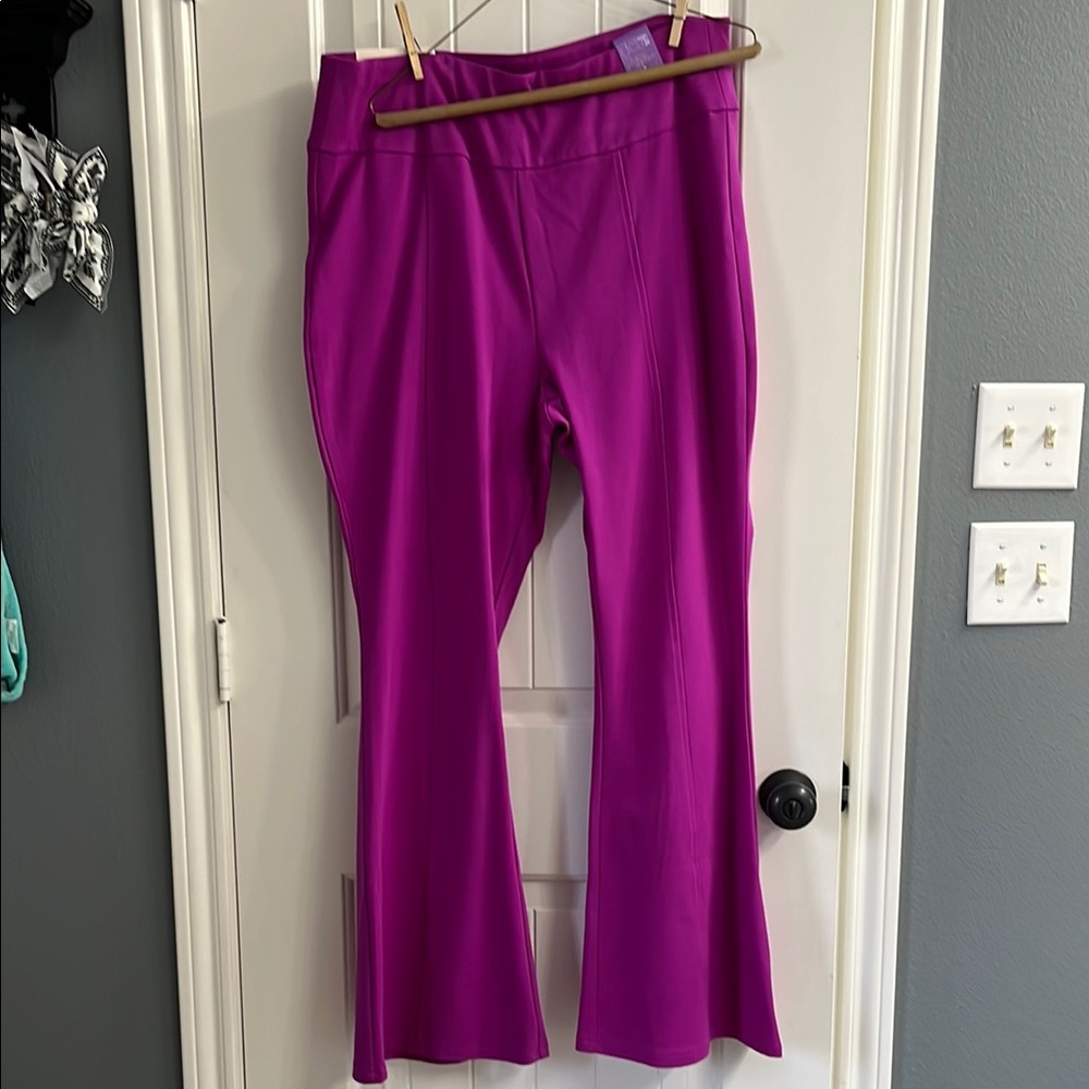 Dear Scarlett Fuchsia Flared Pants 2x